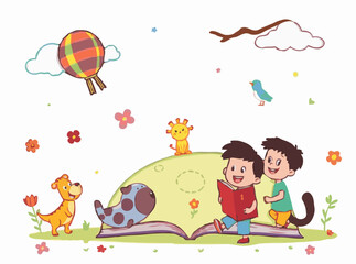 Colorful Cartoon Illustrations for Kids' Books
