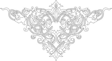 sketch vector silhouette illustration carving ornament decoration accessories floral background seamless abstract modern classic vintage