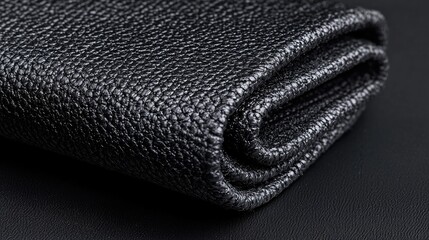 Close-up of folded black leather wallet
