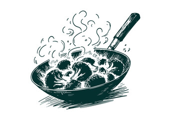 Broccoli Hand Drawn Sketch Vector Isolated