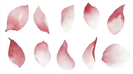 Delicate Pink Flower Petals Gracefully Scattered on White Background with Soft Gradients
