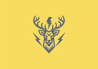 A majestic stag crackling with lightning, signifying power, dominance, and energy