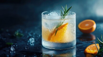 Cold Orange Rosemary Gin and Tonic