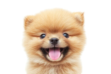 Obraz premium Close up of a happy dog with open mouth and tongue sticking out against a transparent background