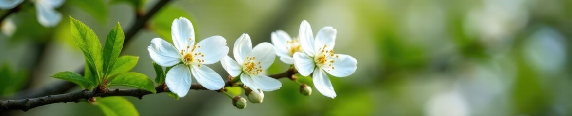 Obraz premium Dendrophylax lindenii white flowers blooming on tree branches, dendrophylax, blossoms, woody plant