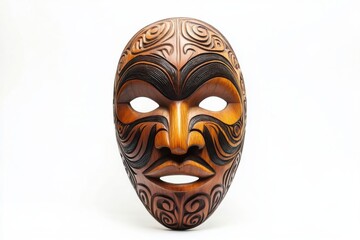 Intricately Carved Wooden Maori Tribal Mask