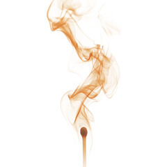 A Dancing Flame from a Matchstick Creating a Flicker with Smoke Cloud Isolated on Transparent Background