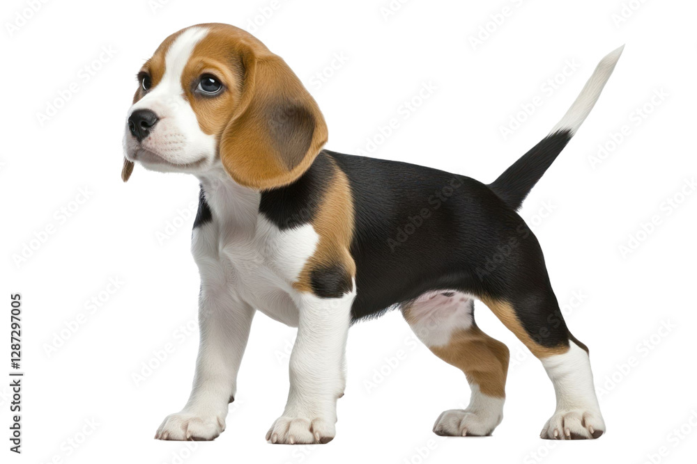 Aufkleber generic puppy standing with alert expression isolated on a transparent background showcasing its tri