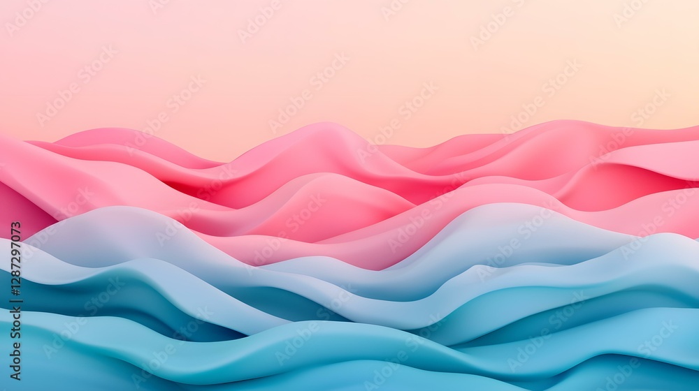 Poster the image shows an abstract representation of flowing, pastel-colored waves, transitioning smoothly 