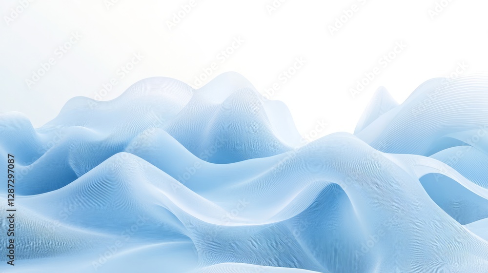 Poster futuristic abstract background featuring a dynamic blue ice wave with smooth fluid motion, high-tech