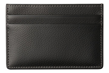 black leather cardholder on transparent background