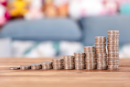 A row of incremental dollar coins