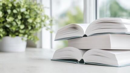 Open books on windowsill, peaceful, study, learning, interior, home, quiet, knowledge