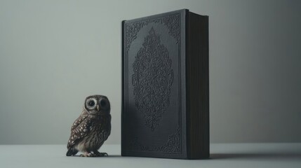 Small Owl Facing Large Book
