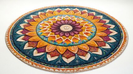 Naklejka premium Vibrant mandala artwork, detailed and colorful, a circular masterpiece.