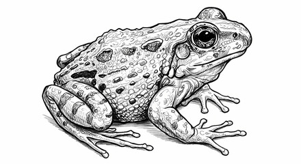 Naklejka premium Detailed Illustration of a Frog in Black and White