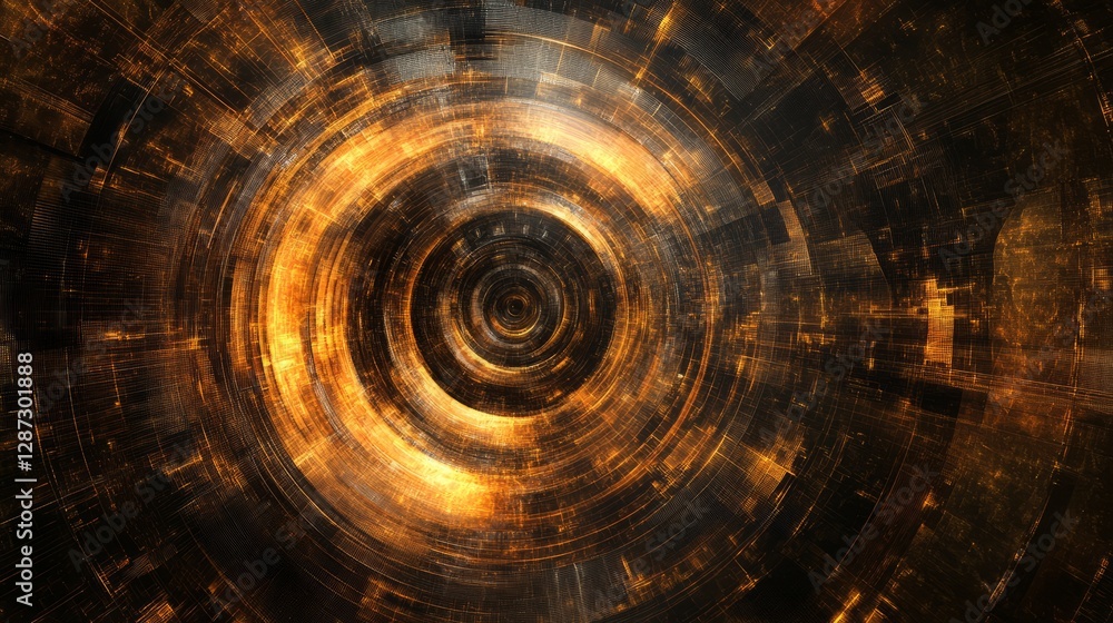Poster futuristic abstract circular background with high-tech swirling patterns and glowing blue light effe