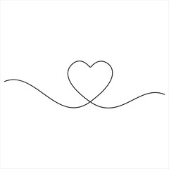 Single line continuous drawing of love sign with heart vector minimalist of love concept