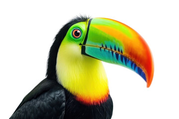 Obraz premium Close-up of a vibrant Bird with colorful beak and feathers against a transparent background