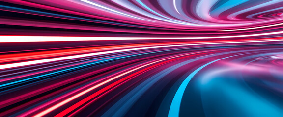 Abstract light streaks accelerate in tunnel for future tech background
