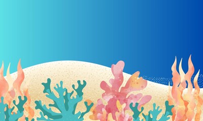 watercolor underwater background with sea life element