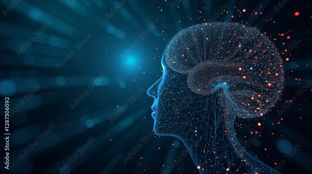 Poster A brain is shown in a computer generated image