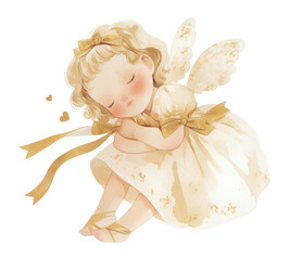 Fototapeta premium PNG Coquette cupid love illustration ribbon angel.
