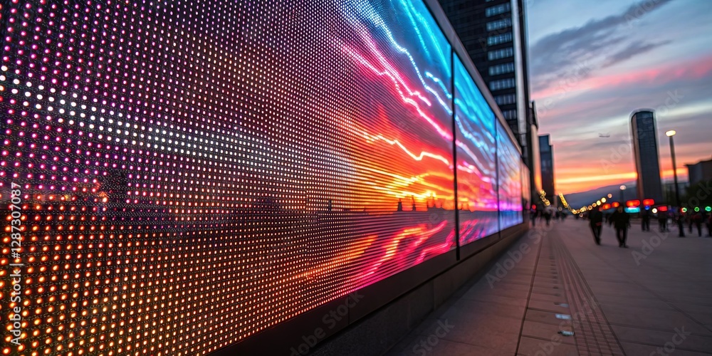 Poster A large screen with a colorful display of lights
