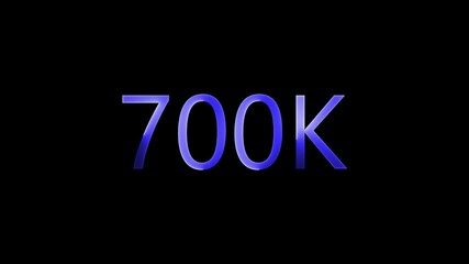 700K text animation by blue neon on black background.
