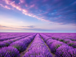 Obraz premium lavender field at sunset. lavender, field, landscape, flower, purple, nature, summer, sky, france, sunset, flowers, agriculture, provence, green, plant, farm, spring, beauty, natural, rural, countrysi