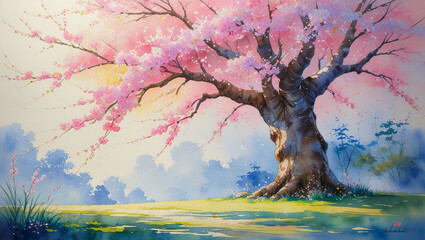 spring landscape with tree