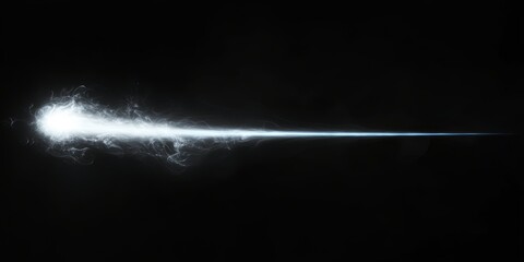Glowing beam streaks dark space; design element