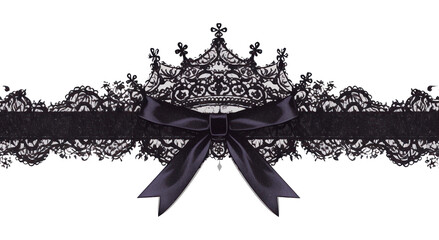 PNG Queen crown pattern lace black accessories.