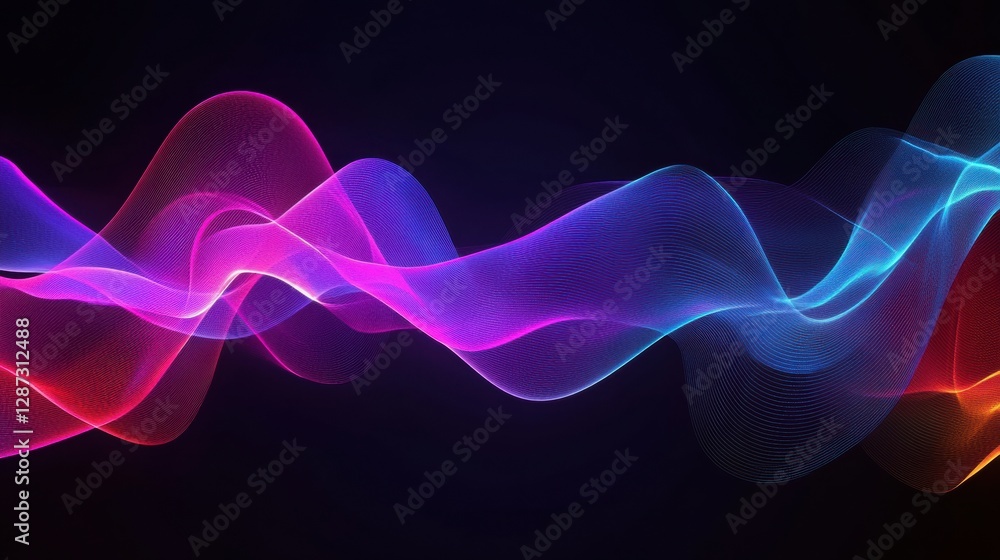 Leinwandbilder Colorful wave pattern creating a mesmerizing visual experience with vibrant hues and dynamic shapes in abstract design. Generative AI