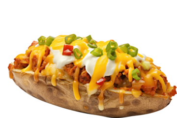 loaded baked potato on transparent background