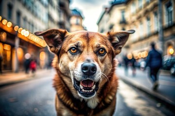 Aggressive dog in the stree. Genetarive AI