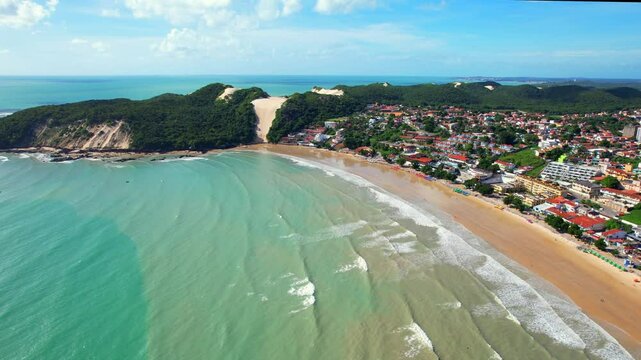 Aerial view of Ponta Negra beach, Morro do Careca, in Natal, Rio Grande do Norte, Brazil.