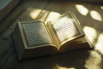 Obraz premium An Open Quran with Detailed Arabic Calligraphy