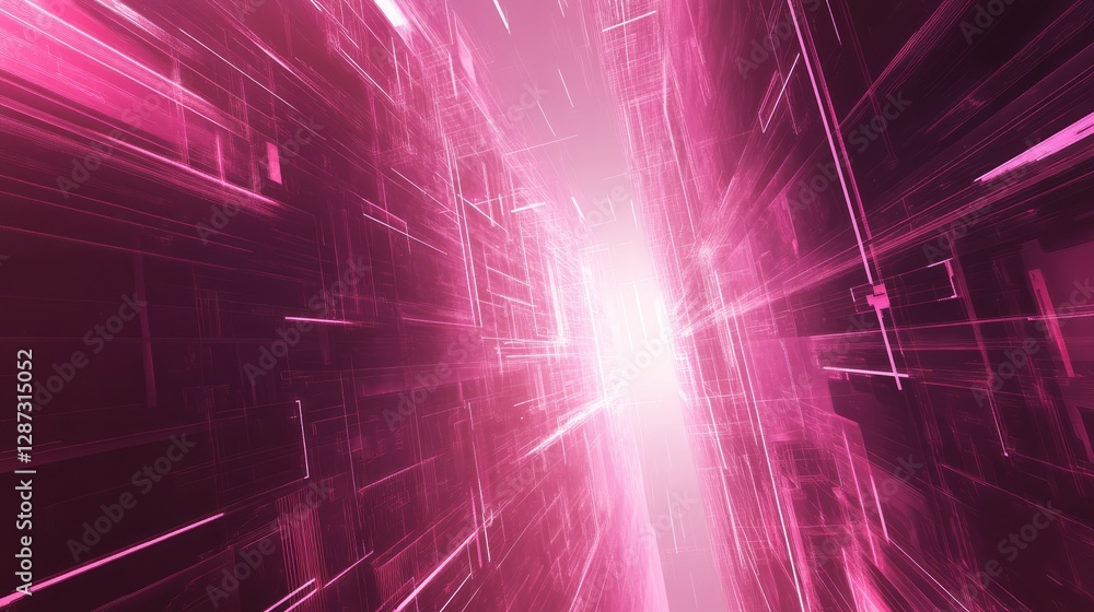 Poster abstract cyber technology background featuring dynamic lines and geometric polygons in a high-tech d