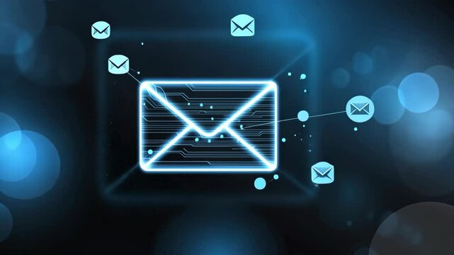 Futuristic Email Marketing Concept, Animated Network of Digital Envelopes for a Modern Business Promotion - Stock Footage
