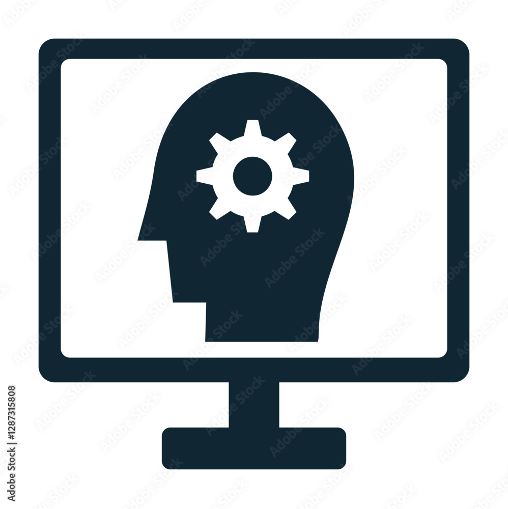 Poster cognitive computing icon vector, symbolizing ai, machine learning, and intelligent systems