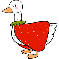 Strawberry white goose clipart