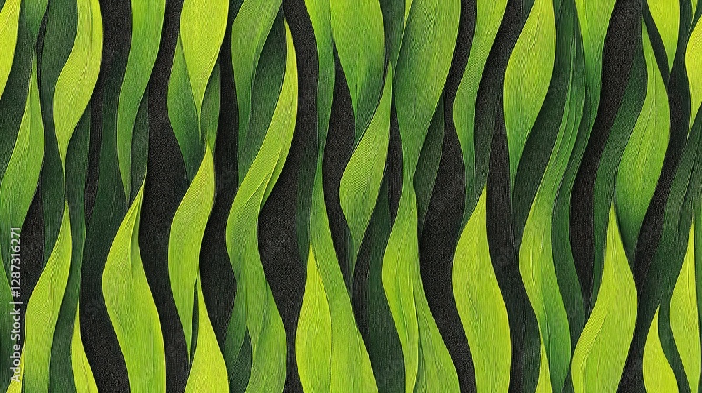 Poster a vibrant seamless pattern showcasing flowing and intertwining leaves, perfect for enhancing textile