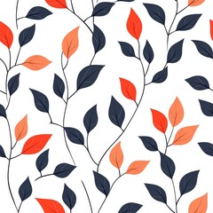 Fototapeta premium Colorful floral design showcases intertwining flowers and leaves on a crisp white background, perfect for textiles, wallpaper, and seasonal decorations