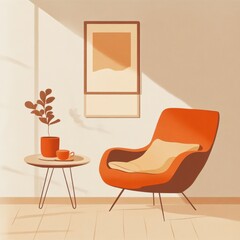 Cozy Indoor Living Scene with Soft Textures Home Illustration Warm Environment Natural Light Comfort Concept