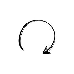Handdrawn black arrow on transparent background