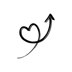 Handdrawn black arrow on transparent background