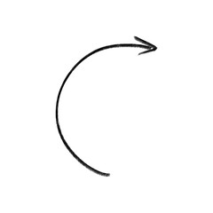 Handdrawn black arrow on transparent background