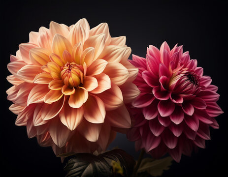 Flores de colro anaranjado resaltando sobre fondo negro.