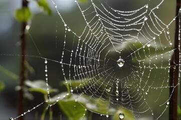spider web with dew drops